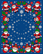 Whimsical Santa Claus Snowfall Blue Rug