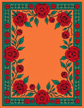 Bold Red Rose Floral Pattern Rug