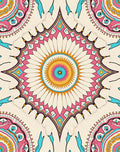Vivid Teal Pink Sunburst Medallion Rug