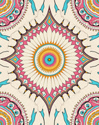 Vivid Teal Pink Sunburst Medallion Rug