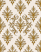 Classic Gold Floral Damask Pattern Rug