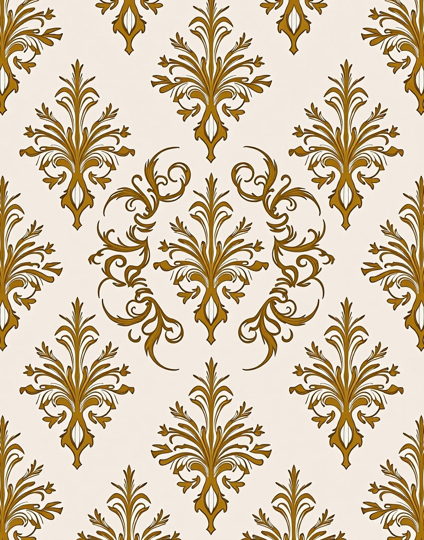 Classic Gold Floral Damask Pattern Rug
