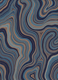 Wavy Blue Tan Marbled Pattern Rug