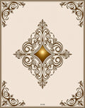 Elegant Brown Swirl Diamond Pattern Rug