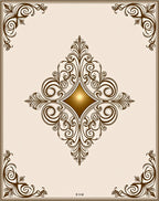 Elegant Brown Swirl Diamond Pattern Rug
