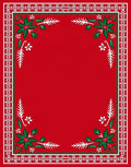 Red Holly Poinsettia Festive Rug