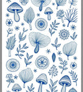 Mushroom and Floral Line Art Design Rug