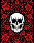 Gothic Skull Roses Pattern Rug