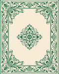 Elegant Green Scrollwork Damask Pattern Rug