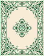 Elegant Green Scrollwork Damask Pattern Rug