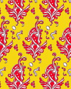 Bright Red Floral Swirl Pattern Rug