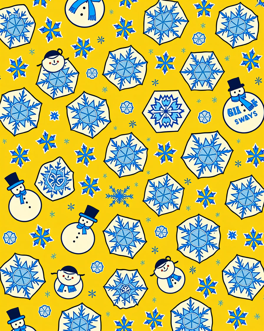 Whimsical Snowflakes Snowman Pattern Rug