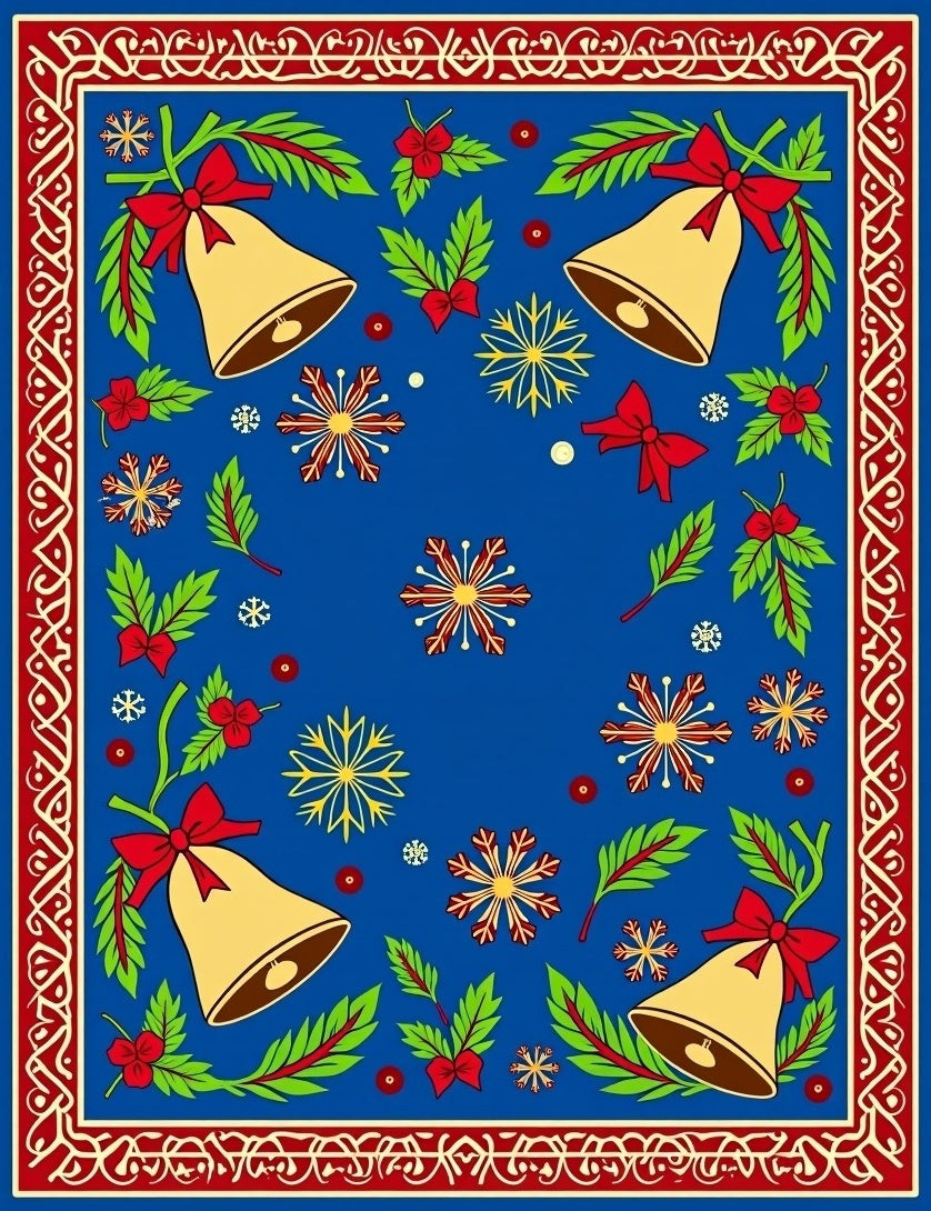 Festive Bells and Snowflake Pattern Rug