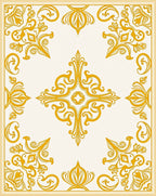 Gold Baroque Flourish Pattern Rug