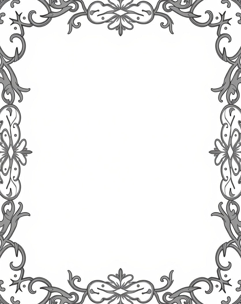 Ornate Gray Swirling Scrollwork Pattern Rug