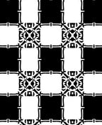 Black White Interlocking Square Medallion Rug