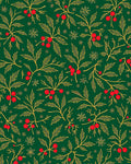 Green Red Berry Leaf Holly Sprigs Rug