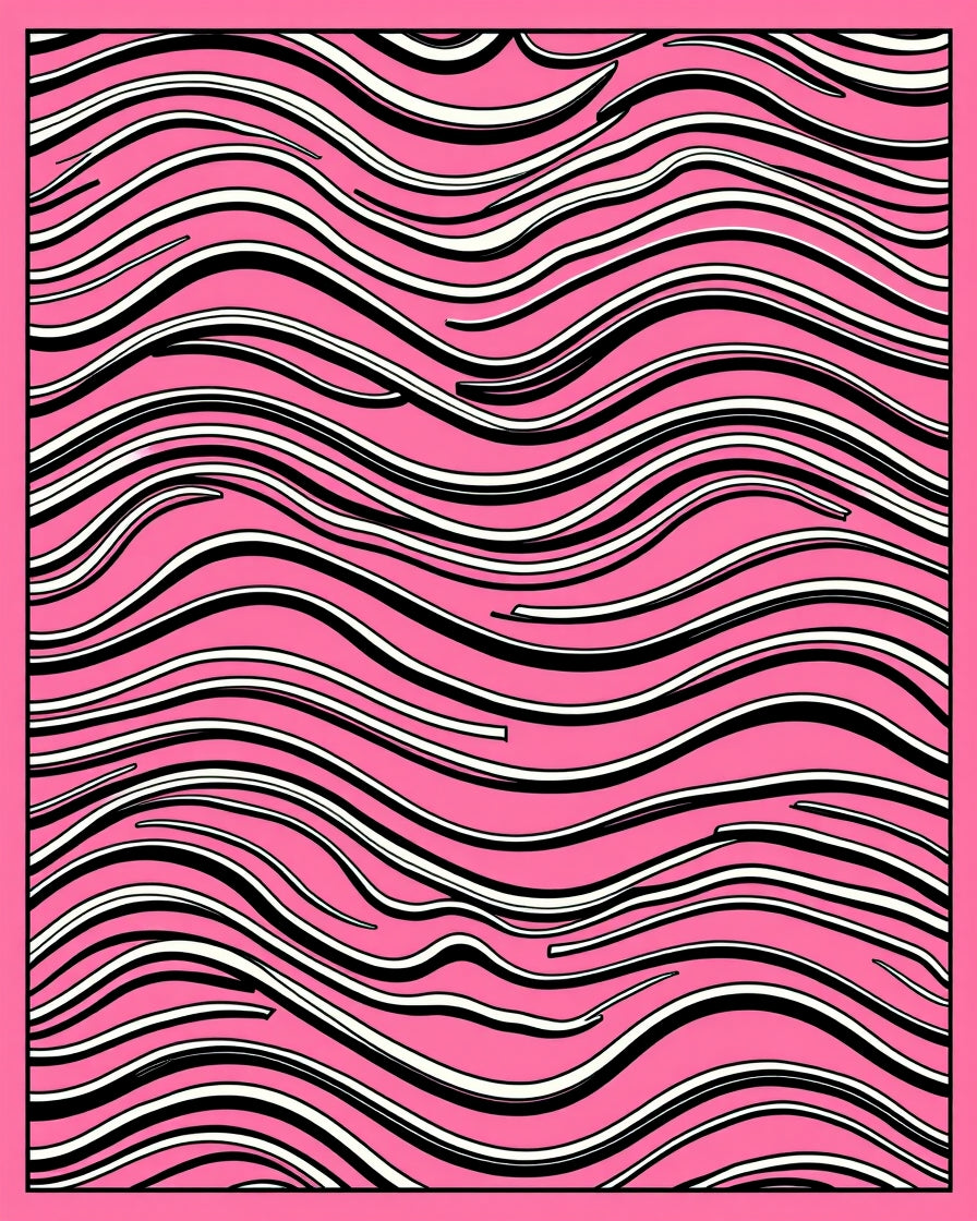 Modern Pink Zebra Stripe Design Rug