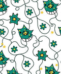 Whimsical Teal Star Creature Pattern Rug