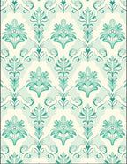 Damask Teal Floral Pattern Rug