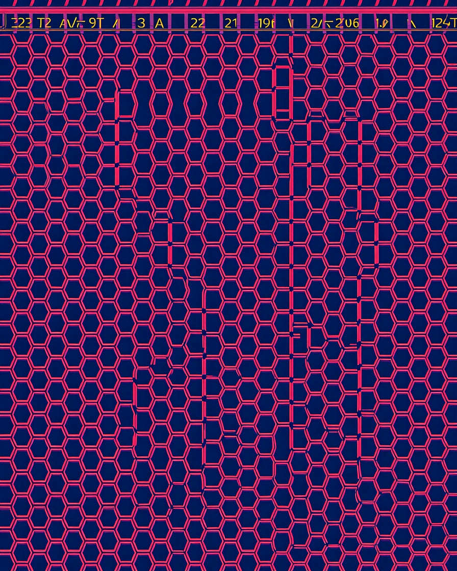 Deep Blue Pink Hexagonal Grid Rug