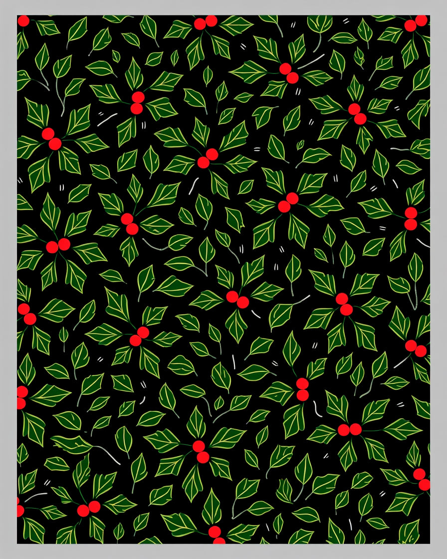 Bold Holly Berry Green Leaf Rug