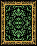 Elegant Green Floral Bordered Rug
