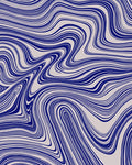 Abstract Blue Gray Flowing Lines Rug