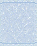 Light Blue White Feather Swirl Pattern Rug