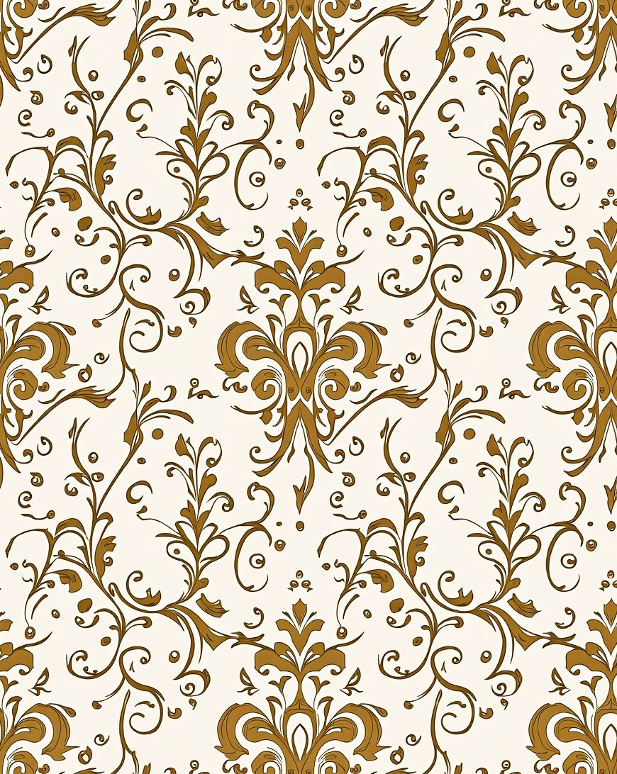 Classic Scrolling Floral Damask Pattern Rug