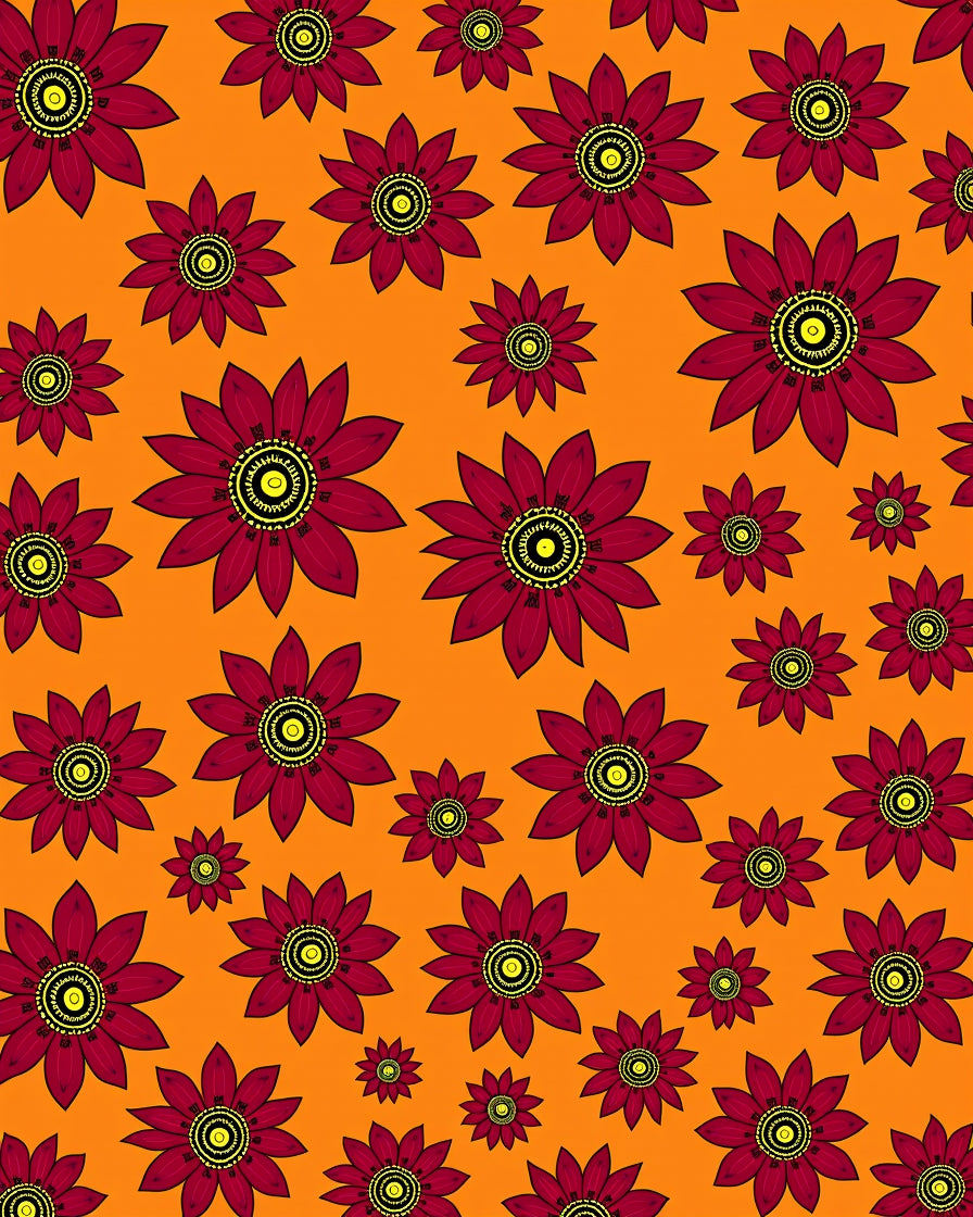 Vibrant Floral Pattern With Yellow Center Rug