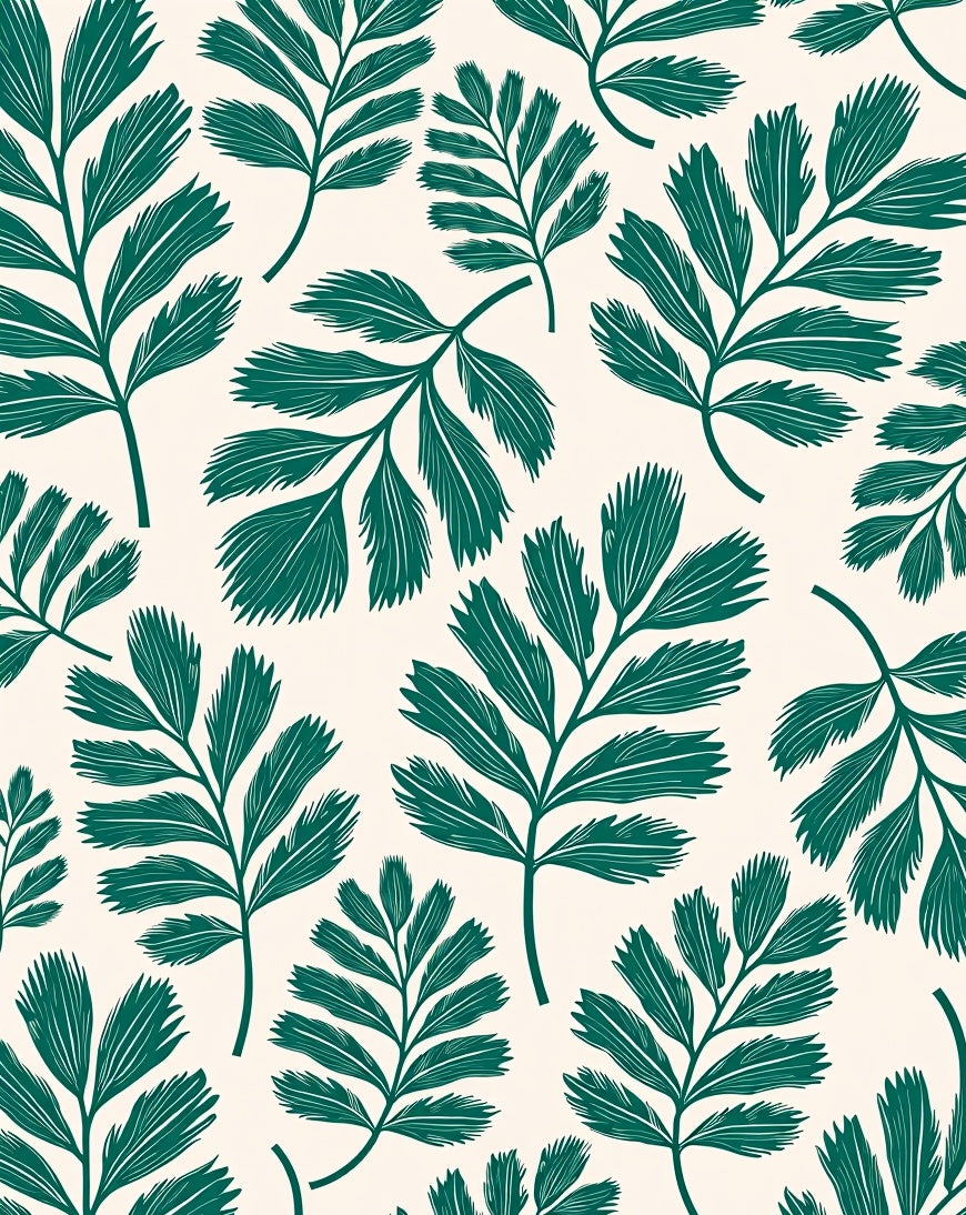 Emerald Green Leafy Pattern Rug