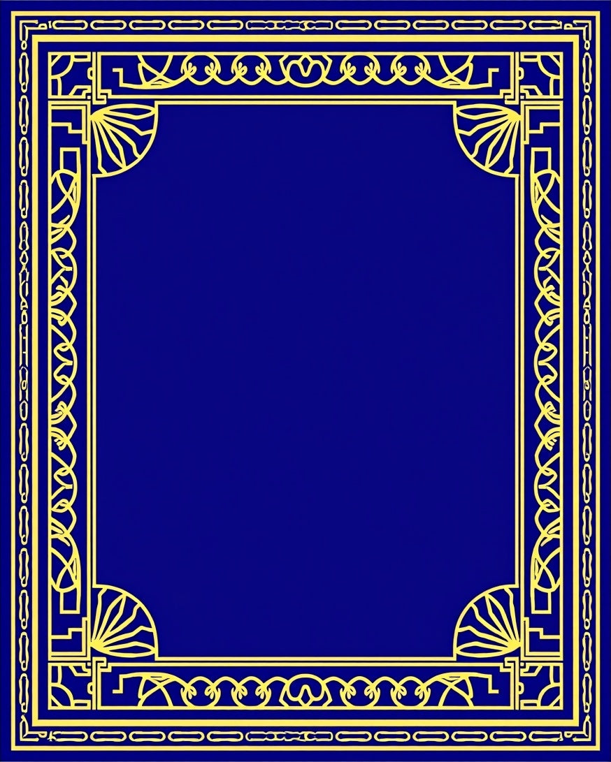 Elegant Blue Yellow Geometric Border Rug