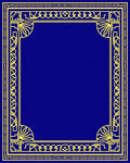 Elegant Blue Yellow Geometric Border Rug