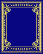Elegant Blue Yellow Geometric Border Rug