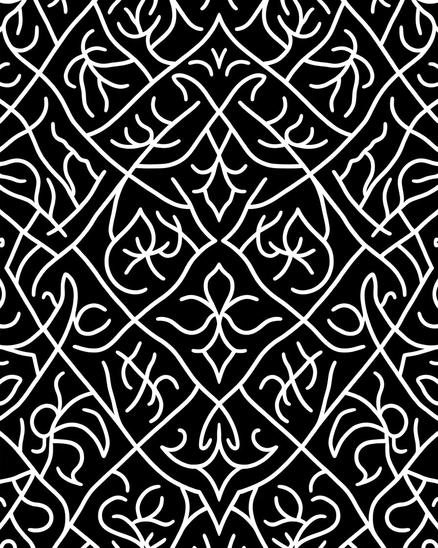 Intricate White Tribal Diamond Pattern Rug