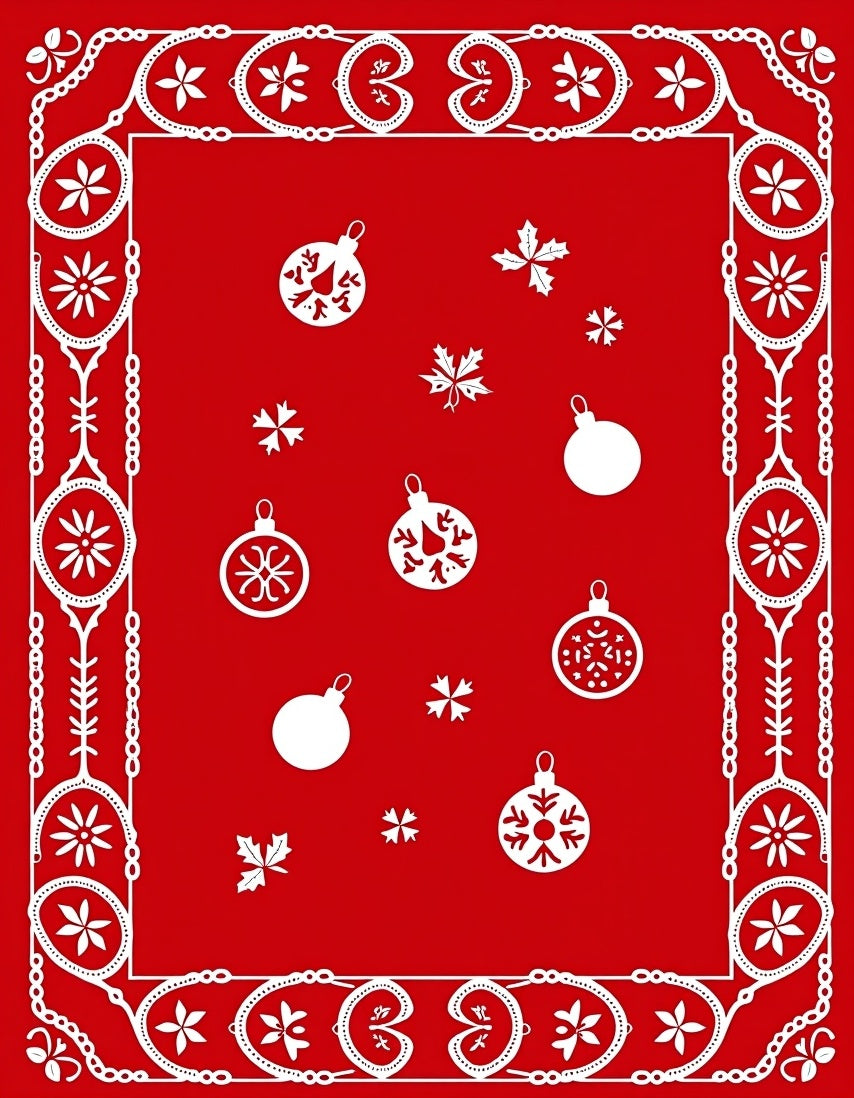 Festive Ornaments Snowflakes Pattern Rug