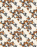 Elegant Orange Black Flourish Pattern Rug