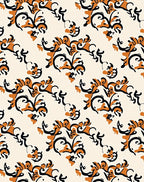 Elegant Orange Black Flourish Pattern Rug