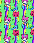 Cute Kitty Rainbow Swirl Pattern Rug