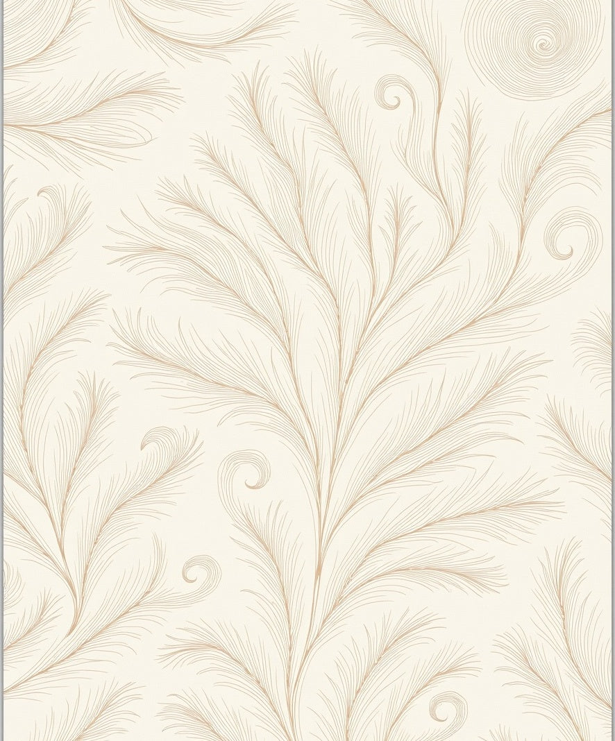 Cream Swirl Feather Pattern Rug