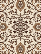 Elegant Brown Floral Medallion Pattern Rug