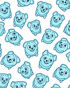 Cute Blue Dog Face Pattern Rug