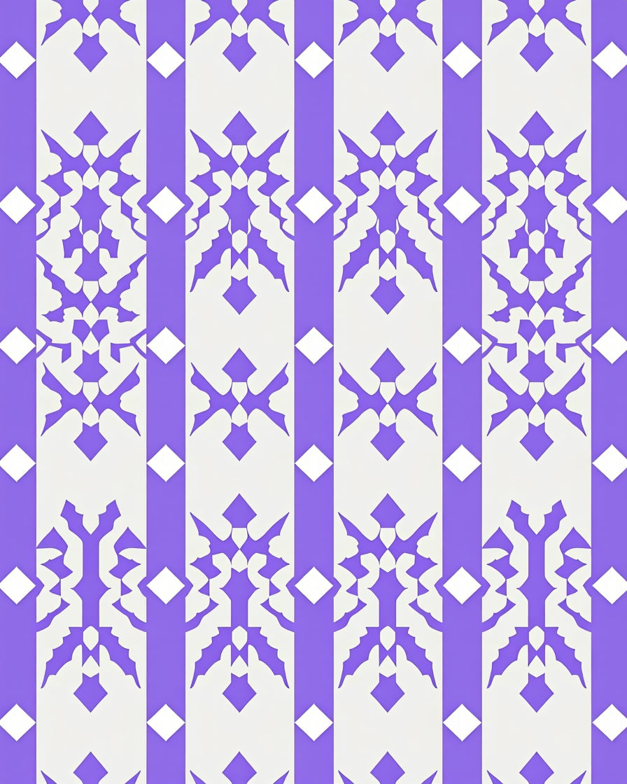Striped Geometric Snowflake Pattern Rug