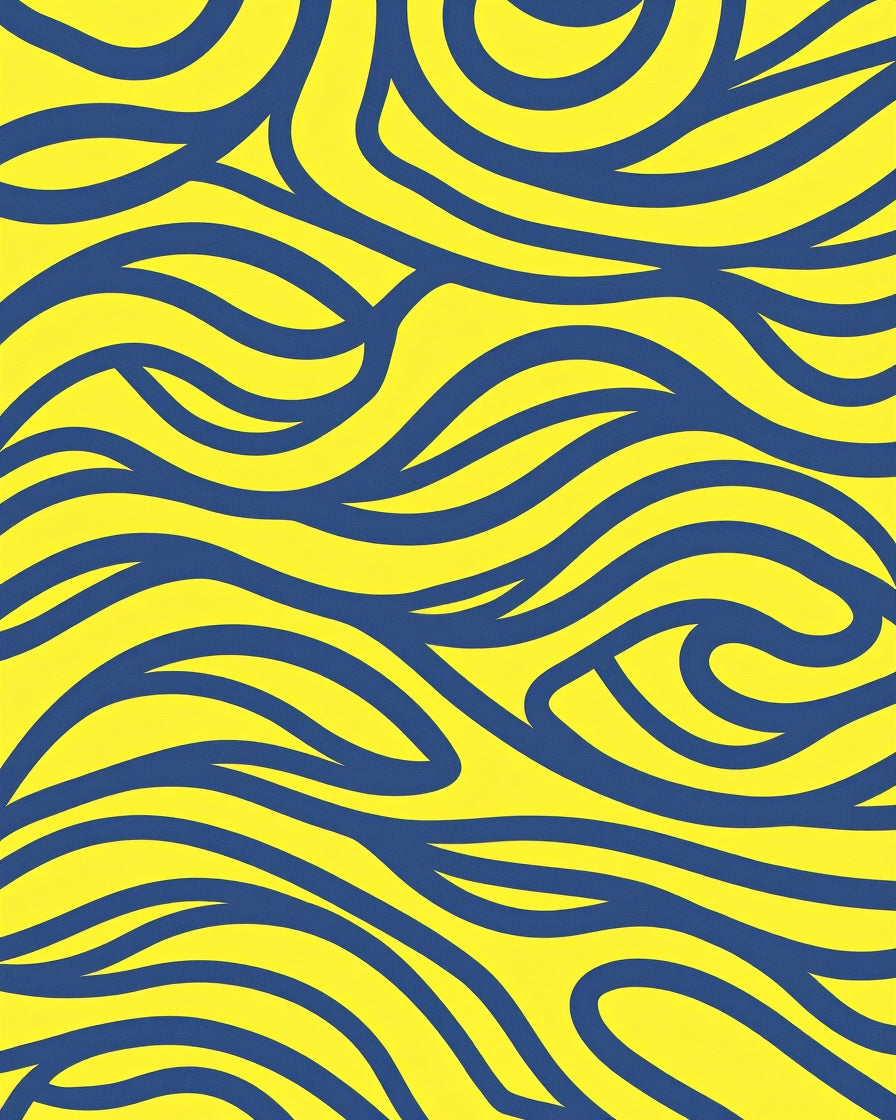 Bold Blue Yellow Swirl Pattern Rug