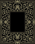 Ornate Floral Scrollwork Accent Frame Rug
