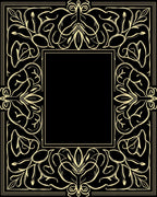 Ornate Floral Scrollwork Accent Frame Rug