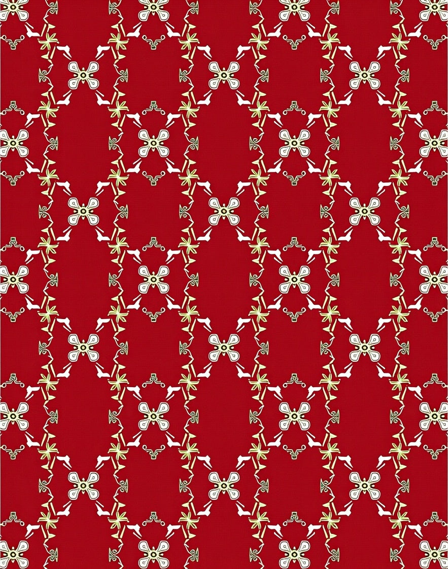 Red White Gold Filigree Pattern Design Rug
