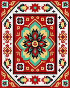 Vibrant Floral Medallion Geometric Rug