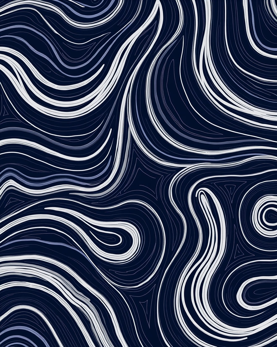 Abstract Swirls Cobalt Contrast Rug